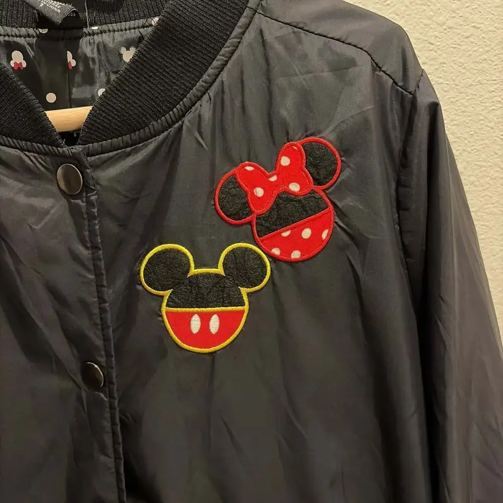 Disney Minnie Mouse Womens Varsity Bomber Jacket - Picture 3 of 9